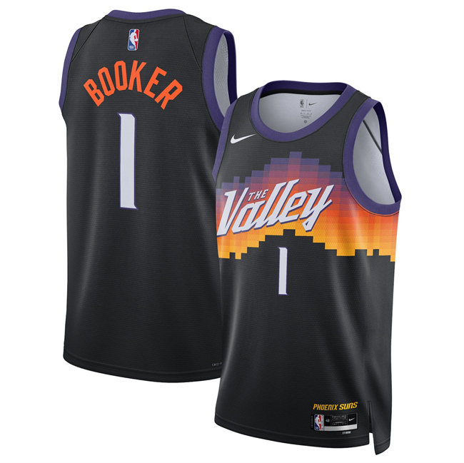 Men's Phoenix Suns #1 Devin Booker Black 2025/26 City Edition Stitched Basketball Jersey